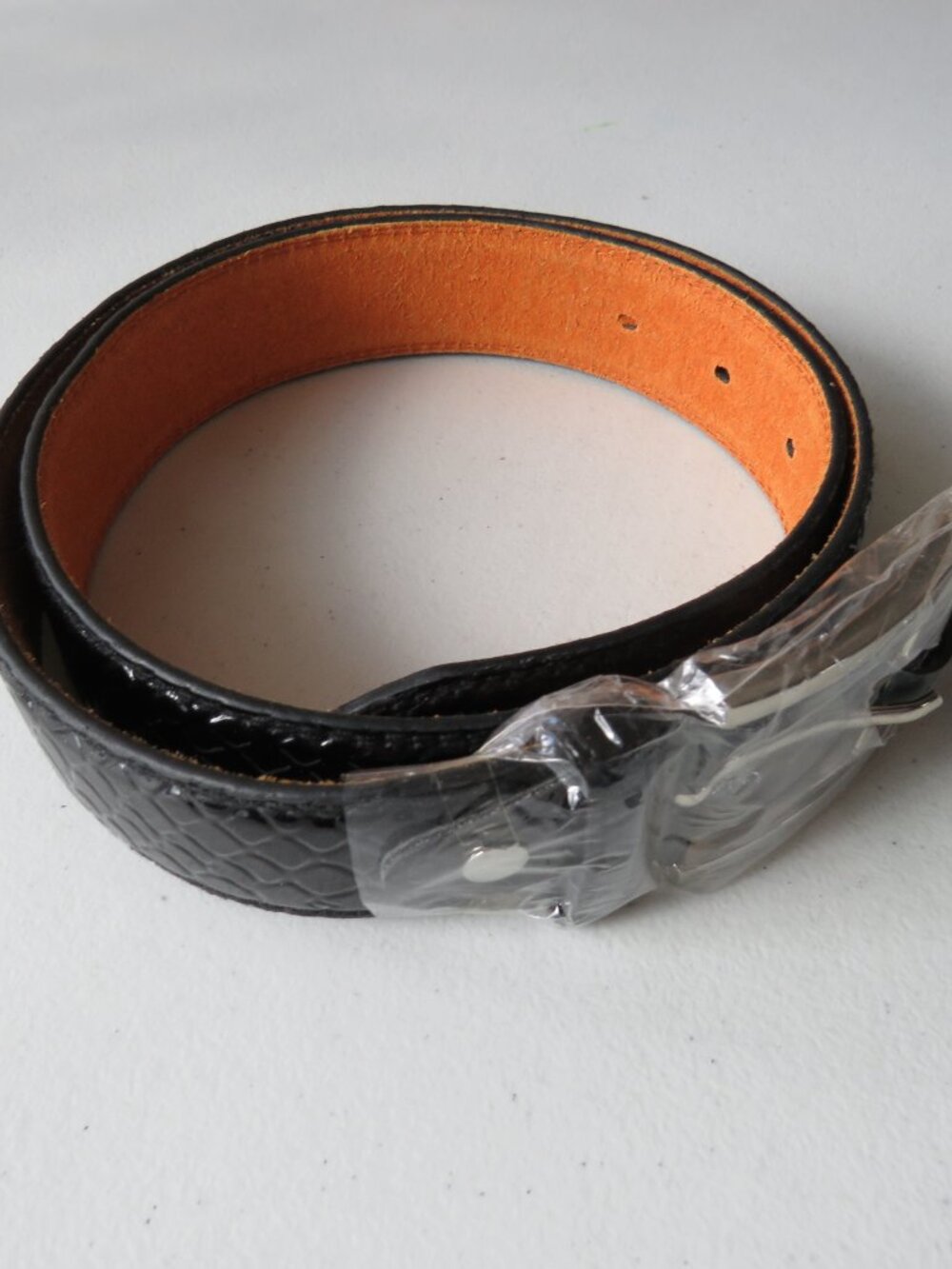 Faux Snakeskin Imitation Leather Dress Black Belt Unisex Men’s Women’s Textured